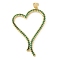 Brass Micro Pave Cubic Zirconia Pendants, Heart, Rack Plating, Long-Lasting Plated, Lead Free & Cadmium Free, Green, 46x31x3mm, Hole: 4.5x3.5mm