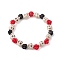 Resin and Synthetic Turquoise Bracelets, Halloween Bracelets, Flower & Skull, Mixed Color, Inner Diameter: 2-1/2 inch(6.5cm)