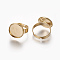 Adjustable 304 Stainless Steel Finger Rings Components, Pad Ring Base Findings, Flat Round, Golden, Tray: 14.5mm, Size 7, 17.5mm