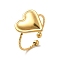 Ion Plating(IP) 304 Stainless Steel Heart Open Cuff Ring for Women, Real 18K Gold Plated, US Size 8 1/4(18.3mm)