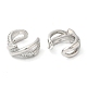Серьги-каффы из латуни с микропаве и фианитами EJEW-E290-08P-2