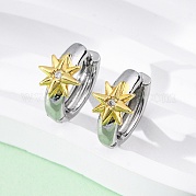 Латунные серьги-кольца из прозрачного кубического циркония EJEW-H158-19A-GP