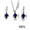 Elegant Cross Brass Rhinestones Necklace & Hoop Earrings Set for Women, Blue, Platinum