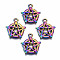 Rainbow Color Alloy Pendants, Cadmium Free & Lead Free, Pentacle, 19x18x2mm, Hole: 1.8mm