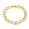 Clear Cubic Zirconia Tennis Bracelet, Brass Oval Link Chain Bracelet, Lead Free & Cadmium Free, Real 18K Gold Plated, 7-1/2 inch(19cm)