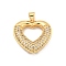 Brass Pave Clear Cubic Zirconia Pendants, Cadmium Free & Lead Free, Real 16K Gold Plated, Heart, 22x22x7mm, Hole: 4x3mm