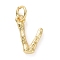 Brass Pendants, Cadmium Free & Lead Free, with Jump Ring, Golden, Letter Charms, Letter V, 12x9x2mm, Hole: 3mm