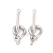 Alloy Knot Connector Charms, Platinum, 23x8x8.5mm, Hole: 1.5mm