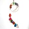 Metal Big Pendant Decorations, with Agate Slices & Chakra Theme Gemstone Chip Beads, Flat Round with Tree of Life, Raw(Unplated), 80cm