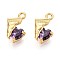 Brass Micro Pave Cubic Zirconia Charms, Long-Lasting Plated, Nickel Free, Real 18K Gold Plated, Heart, 12x8x4mm, Hole: 1.4mm