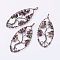 Natural Tourmaline Chips Pendants, with Red Copper Plated Brass Findings, Oval with Tree, 88.5~90x35~37x8~9mm, Hole: 5.5~6x7~8mm