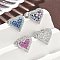 Heart Brass Micro Pave Cubic Zirconia Cuff Rings for Women, Cadmium Free & Lead Free, Rack Plating, Platinum, Mixed Color, 15.4~16.8mm
