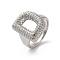 Letter Brass Micro Pave Clear Cubic Zirconia Open Cuff Ring for Women, Cadmium Free & Nickel Free & Lead Free, Platinum, Letter D, 20x15.5mm, US Size 6(16.5mm)