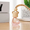 Heart Glass Empty Refillable Car Perfume Bottle, Car Hanging Fragrance Essential Oil Diffuser Bottle Pendants Decor, with Wood Cap, Pink, 45x30mm, Capacity: 6ml(0.20fl. oz)