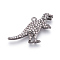 Brass Micro Pave Cubic Zirconia Pendants, Dinosaur, Clear, Gunmetal, 17.5x27.5x2.5mm, Hole: 1mm