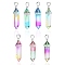 14Pcs 7 Colors Faceted Bullet Glass Pointed Pendants, with Platinum Plated Alloy Findings, Mixed Color, 41x13.5mm, Hole: 3.5mm, 2pcs/color