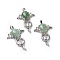 Natural Green Aventurine Teardrop Pendants, Key Charms, with Rack Plating Platinum Tone Brass Findings, 46x32x9~10.5mm, Hole: 7x5mm