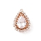 Brass Micro Pave Cubic Zirconia Pendants, Cadmium Free & Nickel Free & Lead Free, with Drop Shape Charms, Real 18K Gold Plated, Rose Gold, 18x13.5x4.5mm, Hole: 1mm