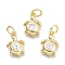 Brass Micro Pave Cubic Zirconia Pendants, with Jump Ring, Sea Turtle, Real 18K Gold Plated, Clear, 12x8.7x2.5mm, Jump Rings: 5x0.8mm, Inner Diameter: 3mm