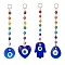 Handmade Evil Eye Lampwork Pendants Decorations, Round Lampwork Beaded Suncatchers, 304 Split Rings, Heart/Hamsa Hand/Teardrop/Flat Round, Mixed Color, 136~162mm, Hole: 8mm
