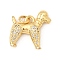 Brass Micro Pave Clear Cubic Zirconia Pendants, Dog Charms with Jump Rings, Lead Free & Cadmium Free, Long-Lasting Plated, Rack Plating, Real 18K Gold Plated, 17x16.5x4mm, Hole: 3mm