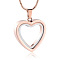 Stainless Steel & Glass Heart Pendant Urn Ashes Necklaces, Mini Cinerary Casket Pendant Round Snake Chain Necklaces for Women Men, Rose Gold, pendant: 20x20mm