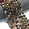 Natural Petrified Wood Beads Strands, Faceted Hexagonal Cut, Flat Round, with Seed Beads, 10~10.5x6mm, Hole: 1.1mm, about 31~32pcs/strand, 15.35''~15.55''(39~39.5cm)