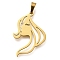 304 Stainless Steel Pendants, Girl Face Charm, Laser Cut, Ion Plating(IP), Real 18K Gold Plated, 29x19.5x1mm, Hole: 3x6mm