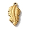 PVD Vacuum Plating 304 Stainless Steel Pendants, Leaf Charms, Golden, 19.5x10x3.5mm, Hole: 1.2mm