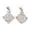Brass Micro Pave Cubic Zirconia Pendants, Lead Free & Cadmium Free, Flat Round, Platinum, 22.5x17x2.5mm, Hole: 5x3.5mm