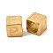 304 Stainless Steel European Beads, Large Hole Beads, Cube with Letter, Golden, Letter P, 7x7x7mm, Hole: 5.5mm