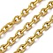 304 Stainless Steel Textured Cable Chains, Ion Plating(IP), Unwelded, Oval, with Spool, Golden, 10.5x7.5x2.5mm