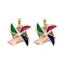 Brass Micro Pave Cubic Zirconia Pendants, with Enamel, Cadmium Free & Nickel Free & Lead Free, Real 18K Gold Plated, Pinwheel Charms, Colorful, 25x26x6.5mm, Hole: 6.5x3.5mm