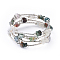 Five Loops Natural Indian Agate & Moonstone Wrap Bracelets, with Brass Tube Beads, Iron Spacer Beads and Tibetan Style Alloy Bead Caps, 2-1/4 inch(5.6cm)