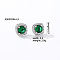 Elegant Zircon Square Stud Earrings for Women, Fashionable and Versatile, Square, Silver, Green, 9x9mm