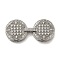 Rack Plating Flat Round Brass Micro Pave Clear Cubic Zirconia Fold Over Clasps, Long-Lasting Plated, Lead Free & Cadmium Free, Platinum, 48mm
