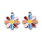 304 Stainless Steel Charms, with Enamel, Flower Charm, Stainless Steel Color, 13x11x1.5mm, Hole: 1.2mm