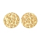 Ion Plating(IP) 304 Stainless Steel Pendants, Textured Flat Round Charm, Real 18K Gold Plated, 30x1.6mm, Hole: 2.3mm