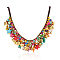 Bib Necklaces, with Synthetic Turquoise Beads, Waxed Cord and Brass Beads, Golden, Colorful, 16.54 inch(42cm)