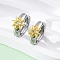 Brass Micro Pave Clear Cubic Zirconia Hoop Earrings, Long-Lasting Plated, Lead Free & Cadmium Free, Real 18K Gold Plated, Star, 15x16.5x8.5mm