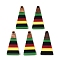 Jamaican Colour Epoxy Resin & Walnut Wood Pendants, Geometric Charms, Triangle, 28x14x3.5mm, Hole: 1.6mm