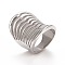 Non-Tarnish 304 Stainless Steel Grooved Wide Band Ring, Punk Ring for Women, Stainless Steel Color, Inner Diameter: 17.3~17.9mm