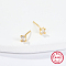 Golden Sterling Silver Micro Pave Cubic Zirconia Stud Earring, Square, Clear, 3.2x3.2mm