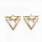 Brass Micro Pave Clear Cubic Zirconia Pendants, with Shell, Nickel Free, Real 18K Gold Plated, Triangle, Seashell Color, 15.5x15.5x1.5mm, Hole: 1mm