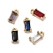 Light Gold Brass Glass Pendants, Rectangle, Light Gold, Mixed Color, 9x4x2.8mm, Hole: 1.2mm