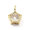 Rack Plating Brass Micro Pave Cubic Zirconia Pendants, Cadmium Free & Lead Free, Long-Lasting Plated, Star, Real 18K Gold Plated, 9.5x6.5x3.5mm, Hole: 1.8mm