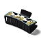 Imitation Leather with Plastic Large Hair Claw Clips, for Girl Women Thick Hair, Rectangle with Sunflower Pattern, White, 50x105x44.5mm