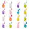 70Pcs 7 Colors Transparent Resin Pendants, Bubble Tea/Boba Milk Tea Pendants, Imitation Food, Bottle, Mixed Color, 36x10mm, Hole: 1.8mm, 10pcs/color