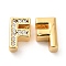 Brass Micro Pave Cubic Zirconia Beads, Cadmium Free & Nickel Free & Lead Free, Real 18K Gold Plated, Letter F, 8x5x3.5mm, Hole: 1.2mm