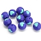Round with Heart Pattern Food Grade Silicone Beads, DIY Necklaces Making, Blue, 15mm